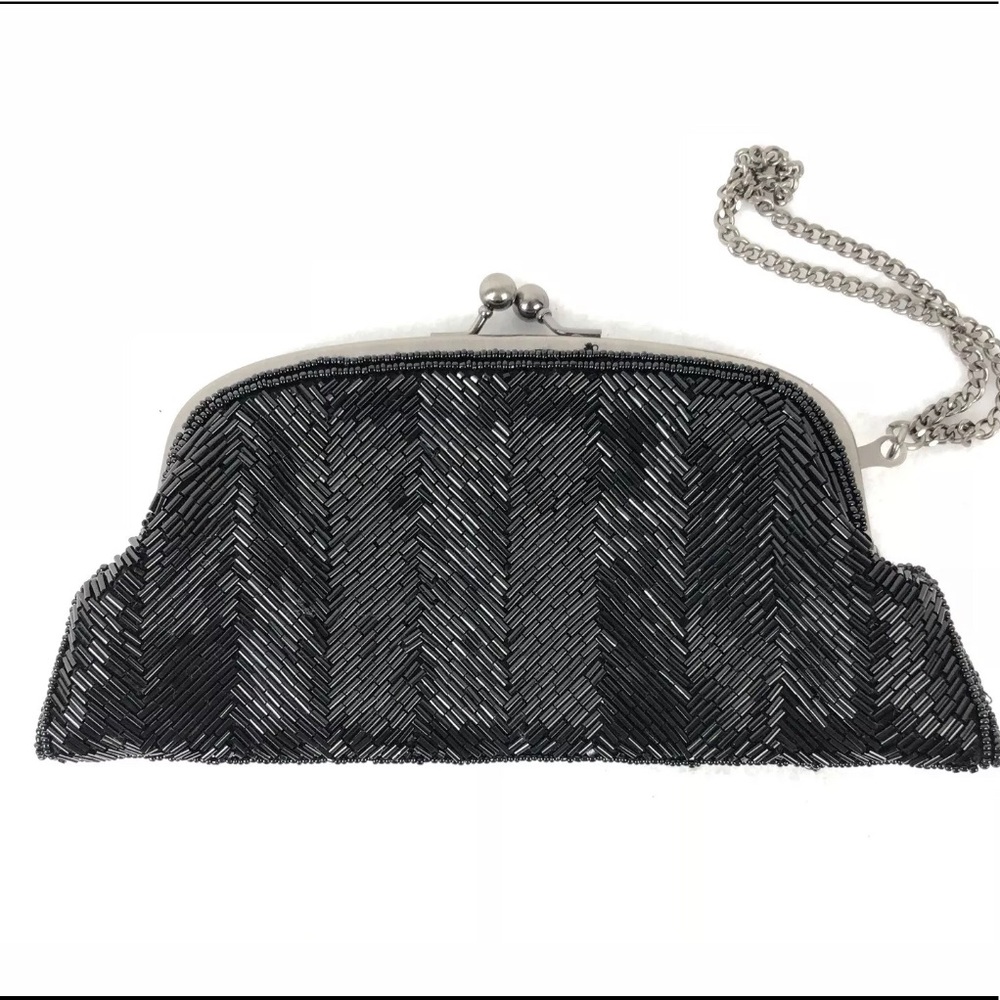 The Limited Black Beaded Wristlet Clutch Bag
